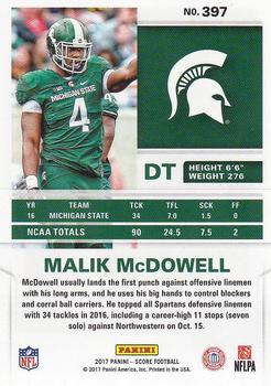 2017 Score #397 Malik McDowell Back