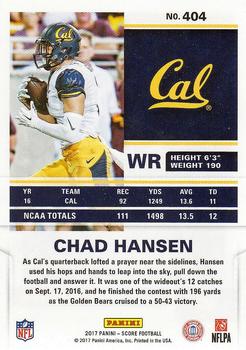 2017 Score #404 Chad Hansen Back