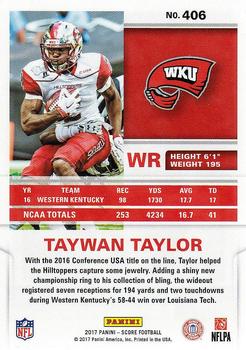 2017 Score #406 Taywan Taylor Back