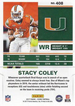 2017 Score #408 Stacy Coley Back
