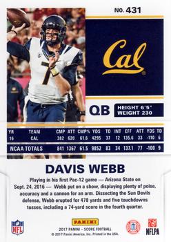 2017 Score #431 Davis Webb Back