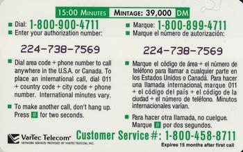 1995 7-Eleven VarTec Telecom Phone Cards #2 Dan Marino Back