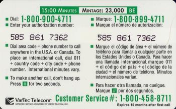 1995 7-Eleven VarTec Telecom Phone Cards #4 Boomer Esiason Back