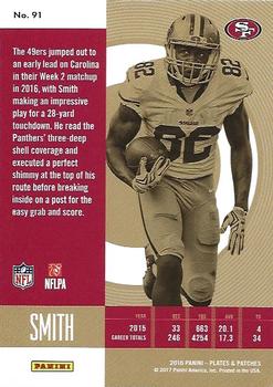 2016 Panini Plates & Patches - Red #91 Torrey Smith Back