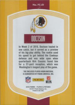2016 Panini Plates & Patches - Full Coverage Relics #FC-JD Josh Doctson Back