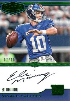 2016 Panini Plates & Patches - Signal Callers Autographs Green #5 Eli Manning Front