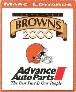 2000 Advance Auto Parts Cleveland Browns #NNO Marc Edwards Back