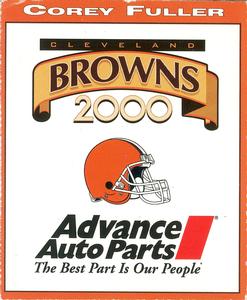 2000 Advance Auto Parts Cleveland Browns #NNO Corey Fuller Back