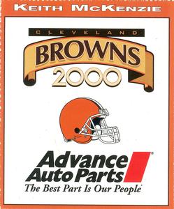 2000 Advance Auto Parts Cleveland Browns #NNO Keith McKenzie Back