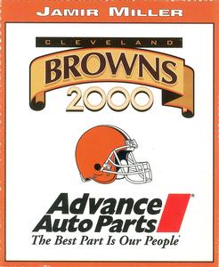 2000 Advance Auto Parts Cleveland Browns #NNO Jamir Miller Back