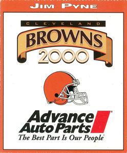 2000 Advance Auto Parts Cleveland Browns #NNO Jim Pyne Back