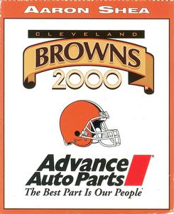 2000 Advance Auto Parts Cleveland Browns #NNO Aaron Shea Back