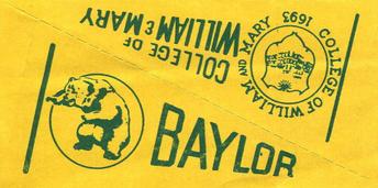 1961 Nu-Cards Football Stars - College Pennants #NNO Baylor / William & Mary Front