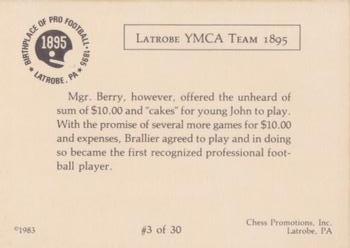 1983 Chess Promotions Birthplace of Pro Football #3 Latrobe YMCA Team 1895 Back