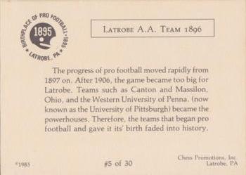 1983 Chess Promotions Birthplace of Pro Football #5 Latrobe A.A. Team 1896 Back