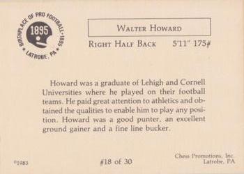 1983 Chess Promotions Birthplace of Pro Football #18 Walter Howard Back