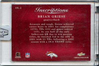 2016 Panini Honors - Recollection Collection #IN-2 Brian Griese Back