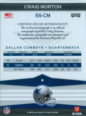 2016 Panini Honors - Recollection Collection #SS-CM Craig Morton Back