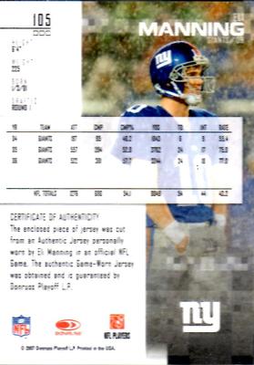 2016 Panini Honors - Recollection Collection #105 Eli Manning Back
