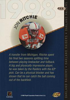 1998 Playoff Prestige Retail - 1998 Draft Picks Green Box Toppers 3x5 #22 Jon Ritchie Back