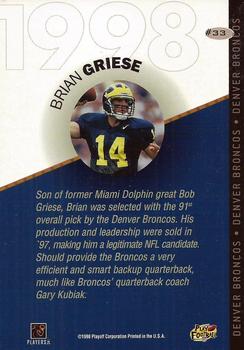 1998 Playoff Prestige Retail - 1998 Draft Picks Green Box Toppers 3x5 #33 Brian Griese Back