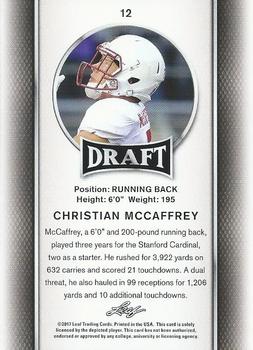 2017 Leaf Draft #12 Christian McCaffrey Back