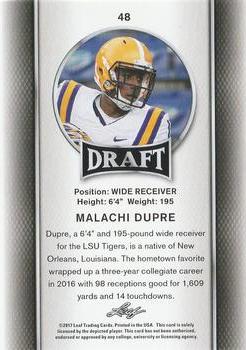 2017 Leaf Draft #48 Malachi Dupre Back
