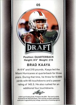2017 Leaf Draft - Gold #05 Brad Kaaya Back