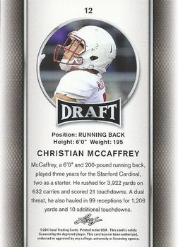 2017 Leaf Draft - Gold #12 Christian McCaffrey Back