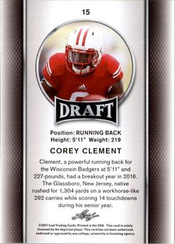 2017 Leaf Draft - Gold #15 Corey Clement Back