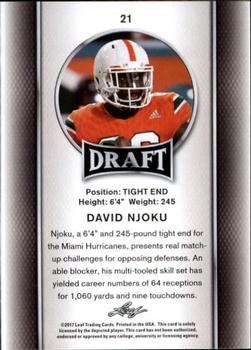 2017 Leaf Draft - Gold #21 David Njoku Back