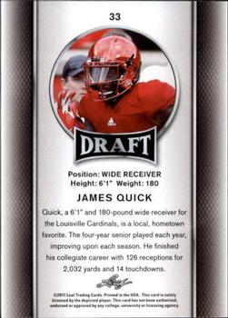 2017 Leaf Draft - Gold #33 James Quick Back