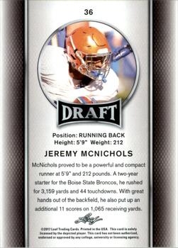 2017 Leaf Draft - Gold #36 Jeremy McNichols Back