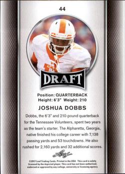 2017 Leaf Draft - Gold #44 Joshua Dobbs Back