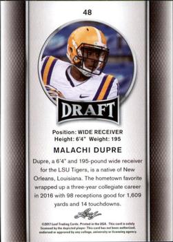2017 Leaf Draft - Gold #48 Malachi Dupre Back