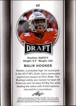 2017 Leaf Draft - Gold #43 Malik Hooker Back