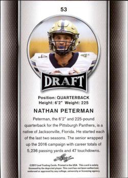 2017 Leaf Draft - Gold #53 Nathan Peterman Back