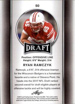 2017 Leaf Draft - Gold #50 Ryan Ramczyk Back