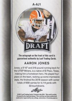 2017 Leaf Draft - Autographs #A-AJ1 Aaron Jones Back