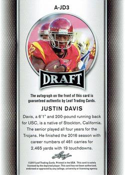 2017 Leaf Draft - Autographs #A-JD3 Justin Davis Back