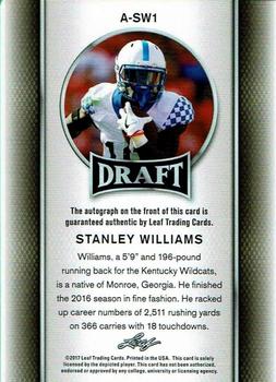 2017 Leaf Draft - Autographs #A-SW1 Stanley Williams Back