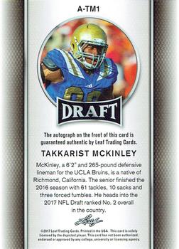 2017 Leaf Draft - Autographs #A-TM1 Takkarist McKinley Back