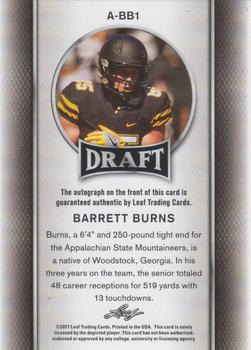 2017 Leaf Draft - Autographs Gold #A-BB1 Barrett Burns Back