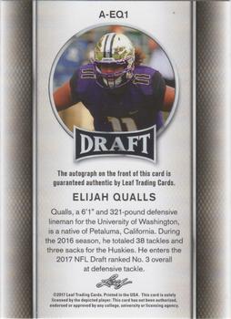 2017 Leaf Draft - Autographs Gold #A-EQ1 Elijah Qualls Back