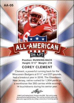 2017 Leaf Draft - All-American Gold #AA-05 Corey Clement Back