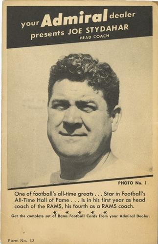 1950 Admiral TV Los Angeles Rams #1 Joe Stydahar Front