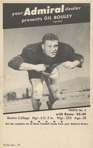 1950 Admiral TV Los Angeles Rams #5 Gil Bouley Front