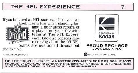 1992 NFL Experience #7 Super Bowl VI Back