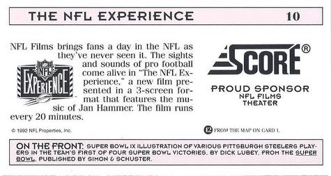1992 NFL Experience #10 Super Bowl IX Back