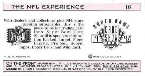 1992 NFL Experience #16 Super Bowl XV Back
